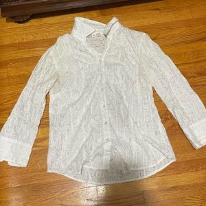 JM Collection Women’s Button Up White Blouse Floral